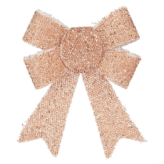 Tinsel Bows 2 Pack Christmas Decoration X 1 x 2 13cm x 17cm x 4. 5cm Rose Gold