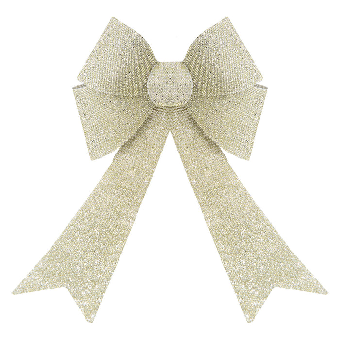 Tinsel light Up Bow Christmas Decoration X 1 29cm x 43cm x 10cm Champagne