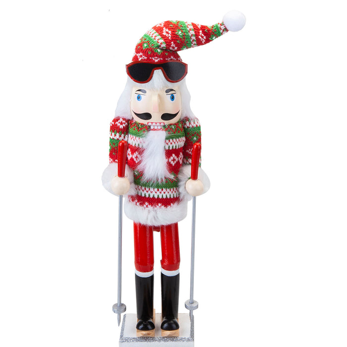 Nutcracker Skier Wooden Christmas Decoration X 1 41. 4x12. 1x10. 6cm