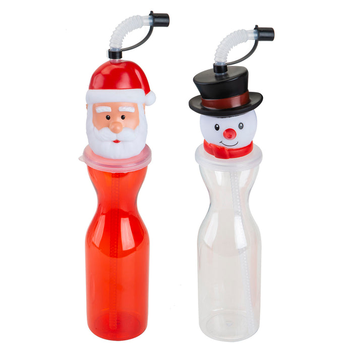 Christmas Bottle Santa Snowman Character 1 x Varied Design 6. 5x25cm
