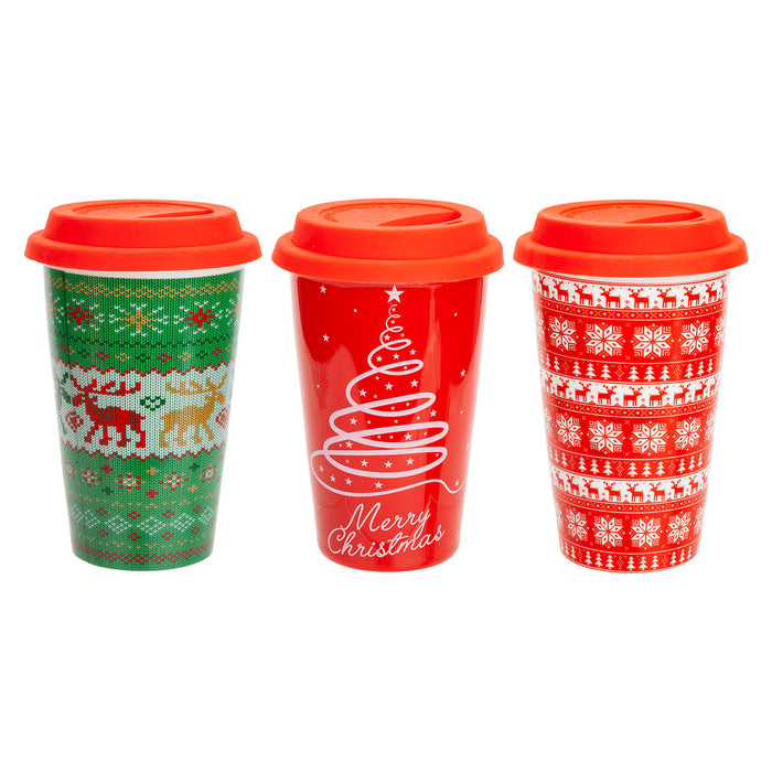 Christmas Travel Mug 1 x Single Cup in 1 x Varied Design 15. 7x9. 5x9. 5cm
