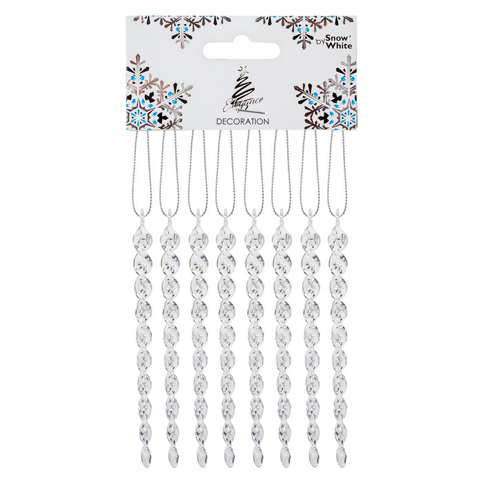 Christmas Tree Decoration Crystal Look Icicles Ornament X 8 13. 5cm Clear