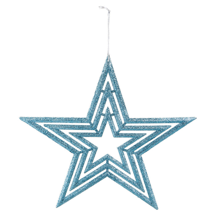 Christmas Tree Decoration Hanging Glitter Star Burst Ornament X 1 40cm Ice Blue
