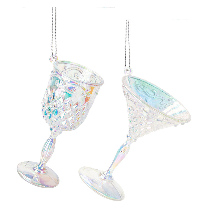 Christmas Tree Decoration Wine Martini 1 x Varied Design 10. 5cm Iridescent