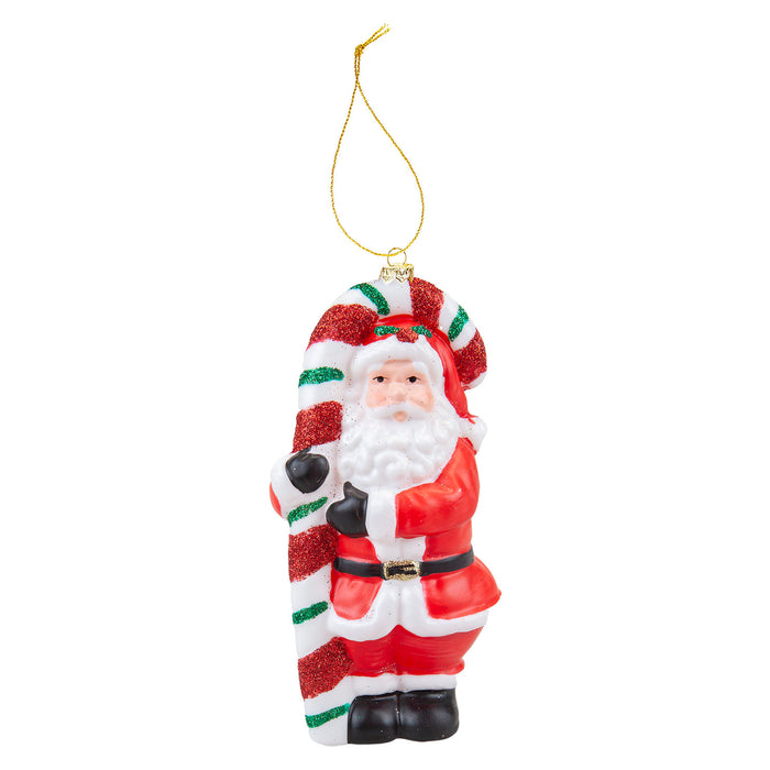 Christmas Hanging Decoration Santa And Cane X 1 14. 5x6. 5x4. 5cm Red Santa