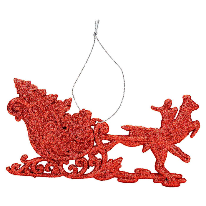 Christmas Tree Decoration Hanging Reindeer And Sleigh X 1 15. 5x14. 5x0. 3cm Red