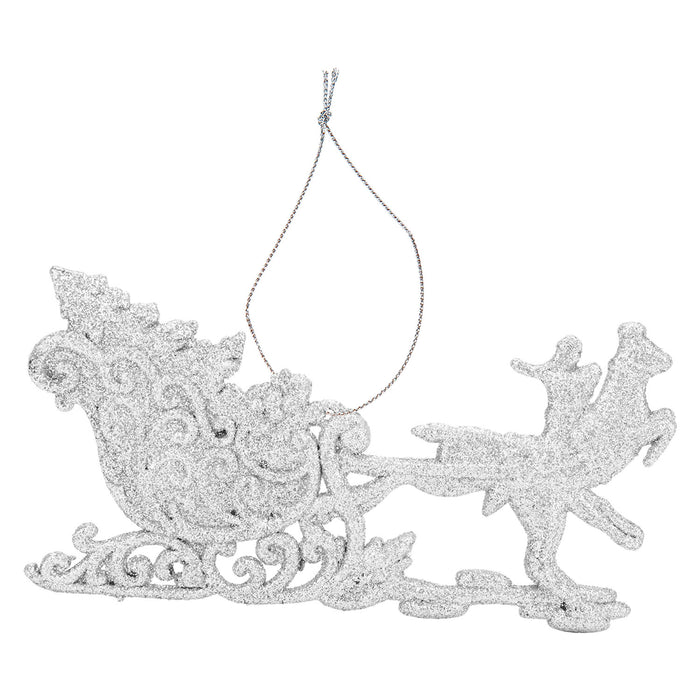 Christmas Tree Decoration Hanging Reindeer Sleigh X 1 12. 1x14. 5x0. 3cm Silver