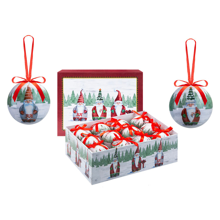 Christmas Bauble Decoration Hanging Tree 12 piece 7. 5cm Bauble Set Santa Gonk