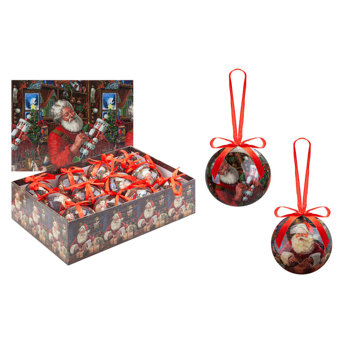 Christmas Bauble Decoration 12 piece 7. 5cm Bauble Set Santas Workshop
