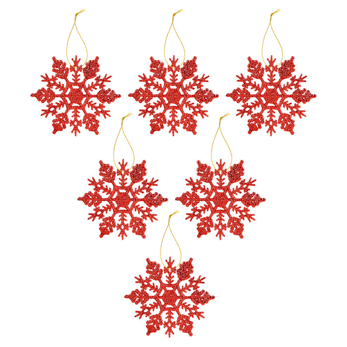 Christmas Tree Decoration Hanging Glitter Snowflake 18. 3x10. 2x1cm Red