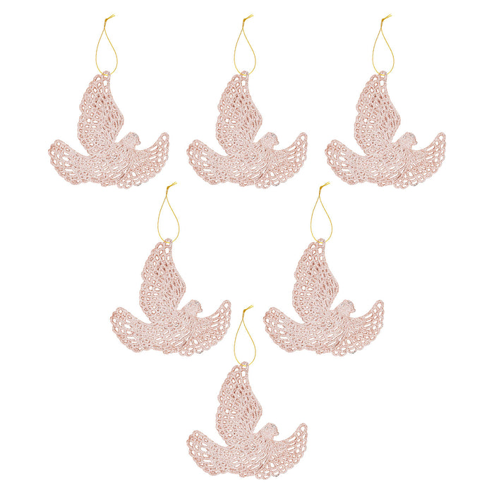 Christmas Tree Decoration Hanging Glitter Dove X 6 20x11. 5x2cm Champagne