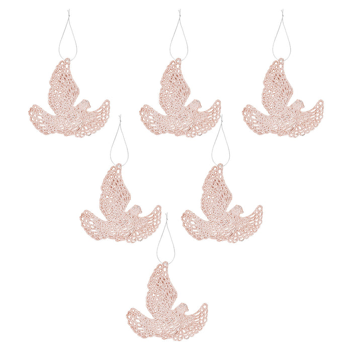 Christmas Tree Decoration Hanging Glitter Dove X 6 20x11. 5x2cm Rose Gold