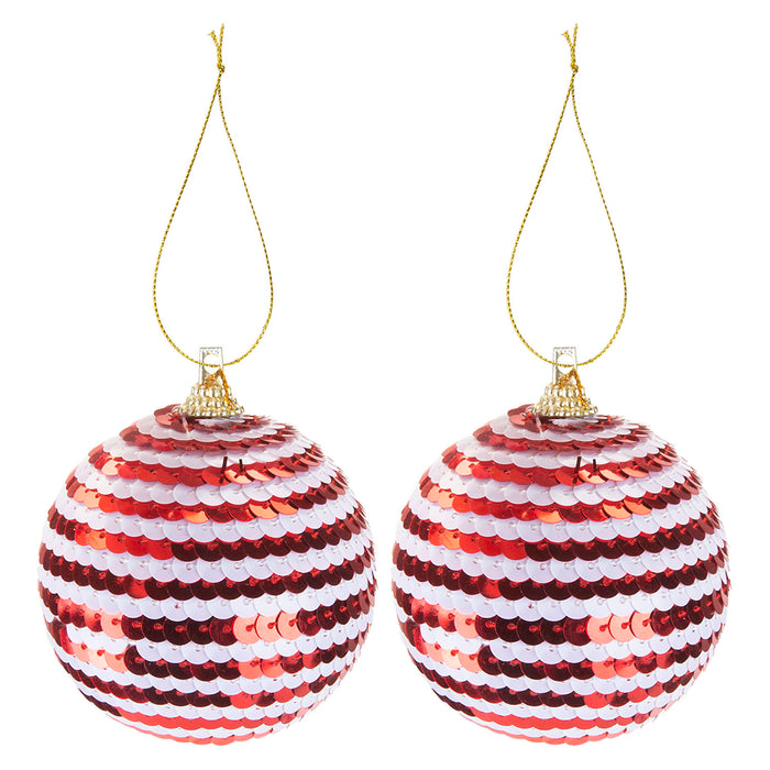 Christmas Bauble Decoration Hanging Tree X 2 2 piece 6. 5cm Bauble Set Red
