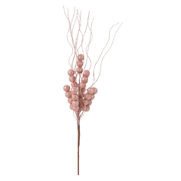 Glitter Christmas Berry Pick Christmas Decoration Ornament X 1 38cm Rose Gold