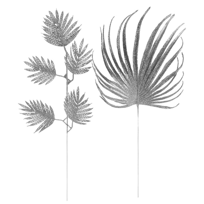 Glitter Spruce Leaf Pick Christmas Decoration Varied 51. 5cm Silver x 1 Pick