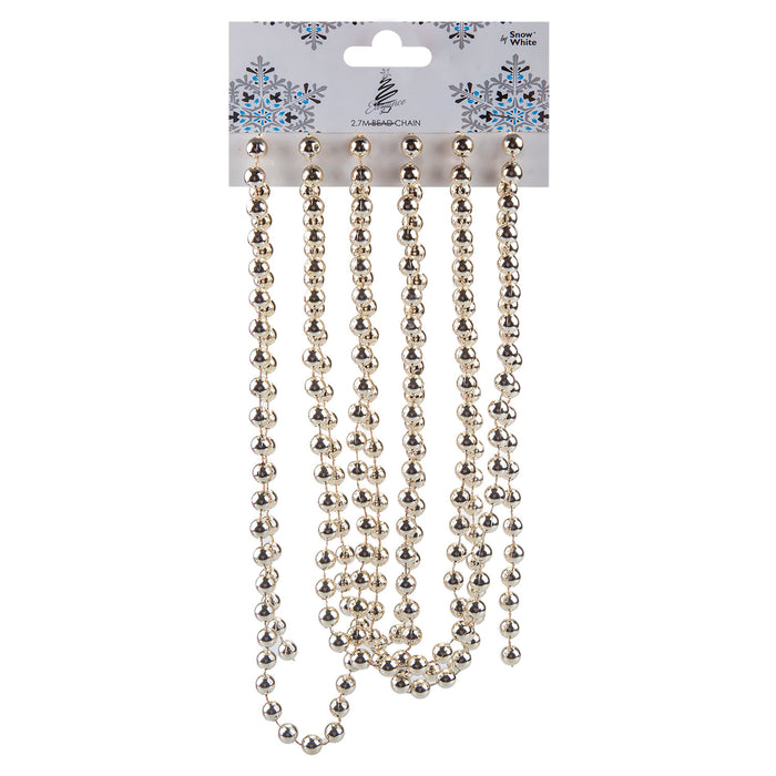 2. 7M Bead Chain Christmas Decoration X 1 2. 7 Metre Bead Chain Champagne