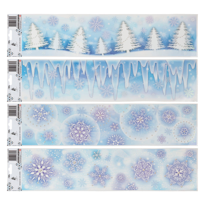 Christmas Stickers Glitter Character Window 1 x Varied Design 64cm x 14. 7cm