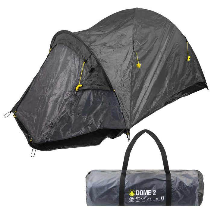 Dome Tent 2 Person Double Skin Taped seams, Built in groundsheet Slate Grey