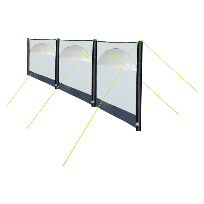 Inflatable Windscreen 3 Panel - Carry Bag Easy Inflate 140cm x 600cm Grey X 1