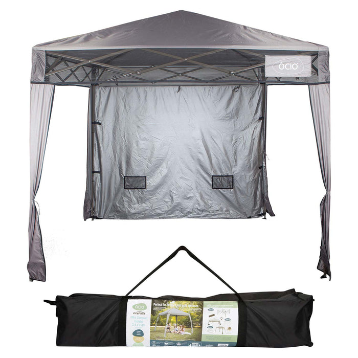 Compact Gazebo One Person Push Up Opening & Self Locking 2. 4m x 2. 4m Grey X 1