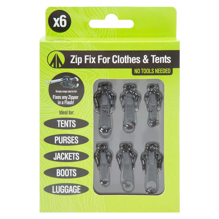 Zip Fix For Clothes/Tents For Camping 15cm x 10cm Black X 1 Pack of 6