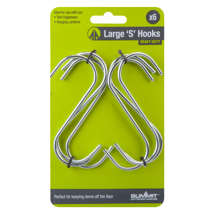 Large S Hook Strong And Durable For Camping 12cm x 5cm Silver X 1 Pack of 6