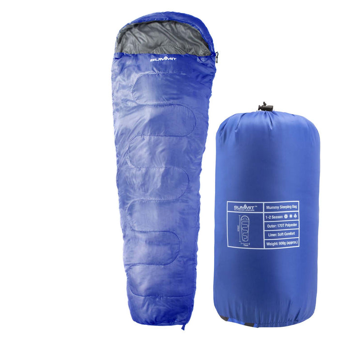 Mummy Sleeping Bag Single Stylish, Warm, Easy To Pack Camp Bag Blue Mummy