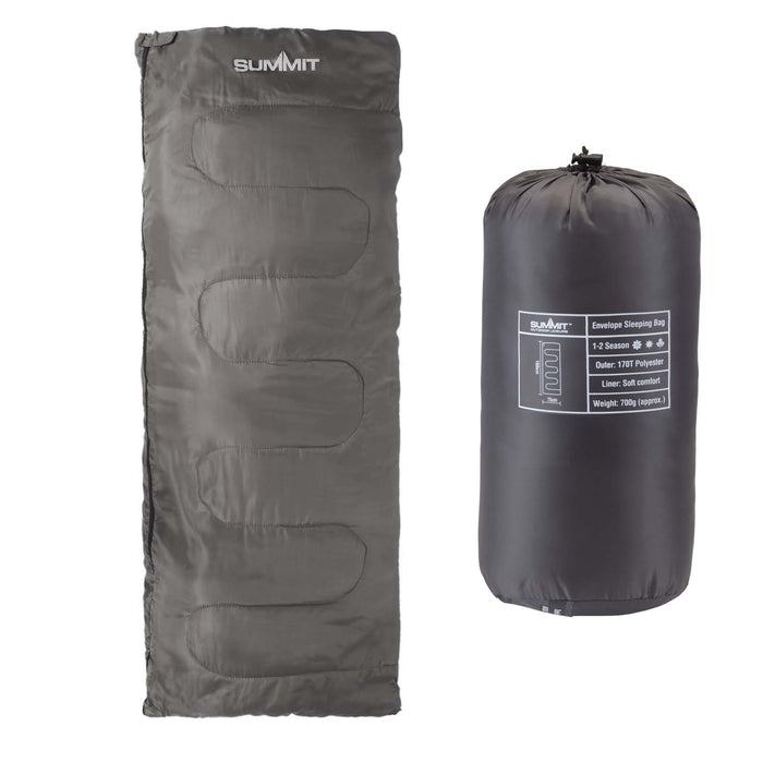 Envelope Sleeping Bag Single Stylish, Warm, Easy To Pack Camp Bag Grey Envelope
