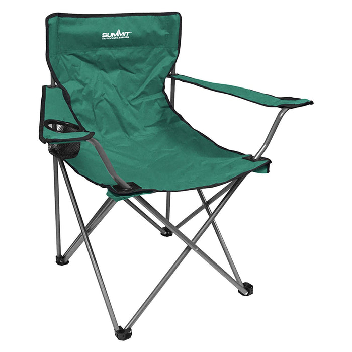 Folding Camping Chair With Cup Holder Pack Away 51cm x 81cm Green X 1