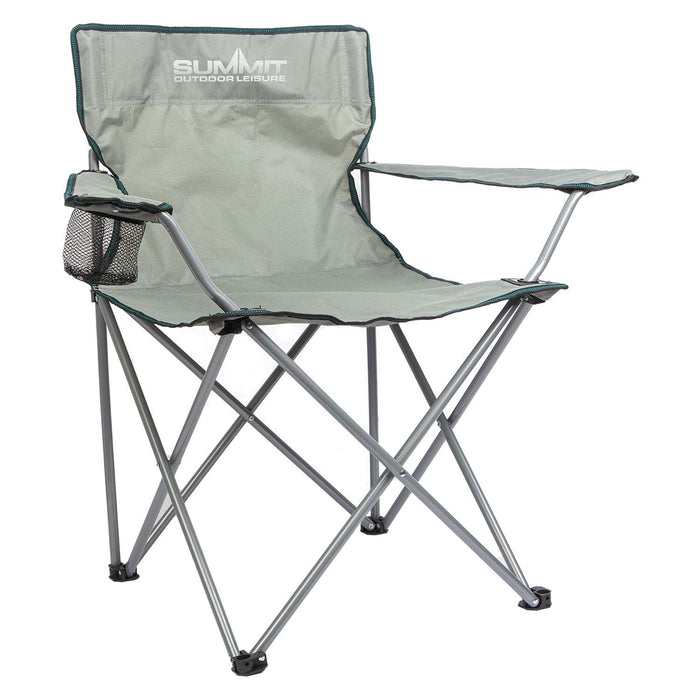 Folding Camping Chair With Cup Holder Pack Away 51cm x 81cm Grey X 1
