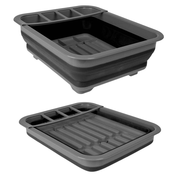 Dish Rack With Drainage Pop Up Collapsible Easy Storage 31cm x 42cm Grey X 1
