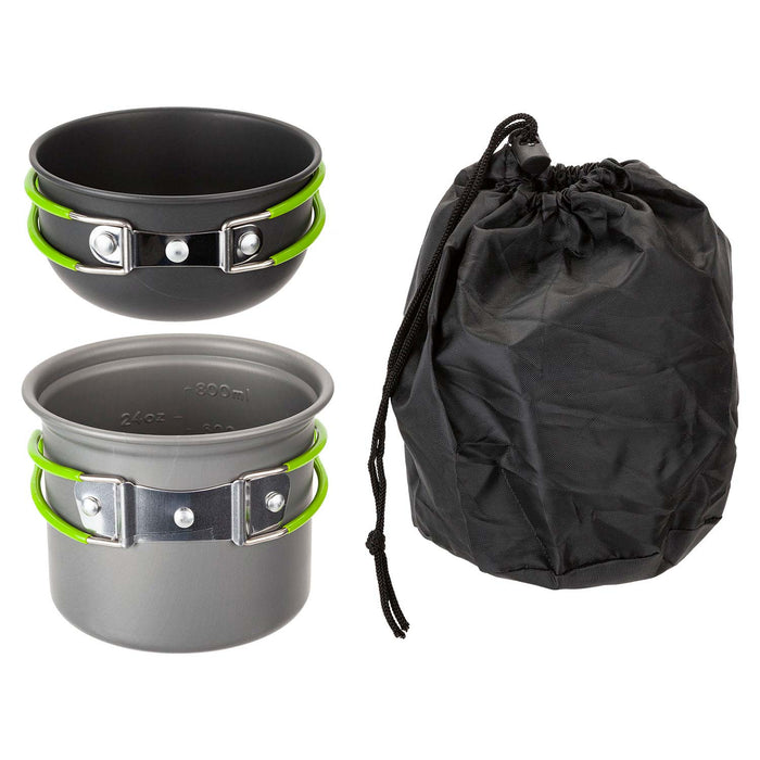 Cooking Set Carry Pouch Lightweight Fold Away Handles 24cm x 44cm Silver X 2