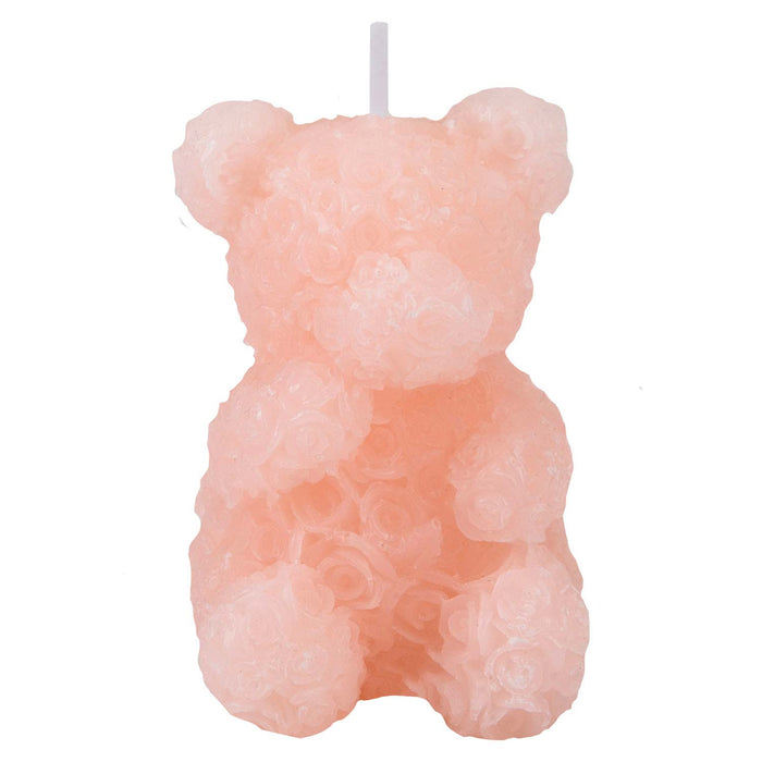 Valentines Scented Rose Candle Bear Loved Ones - Romantic Gift 6cm Pink