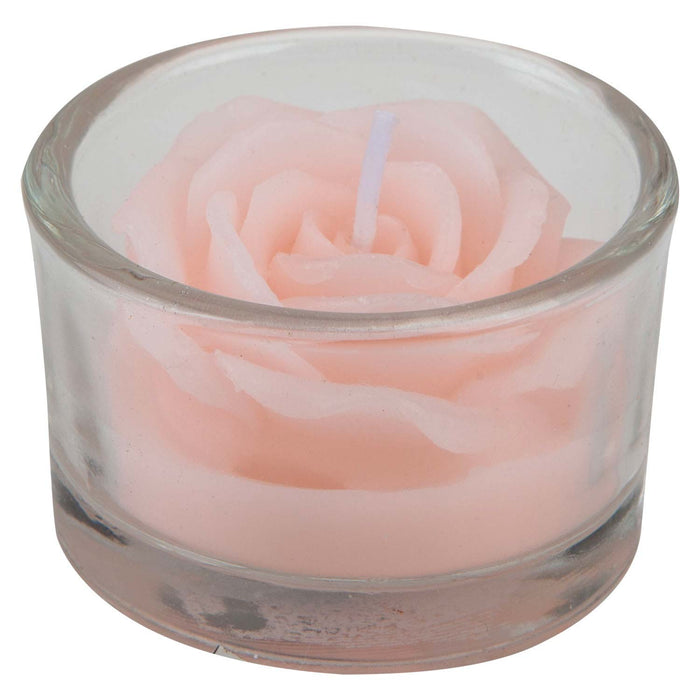 Valentines Scented Rose Candle In Glass Loved Ones-Romantic-Present 5. 5cm Pink