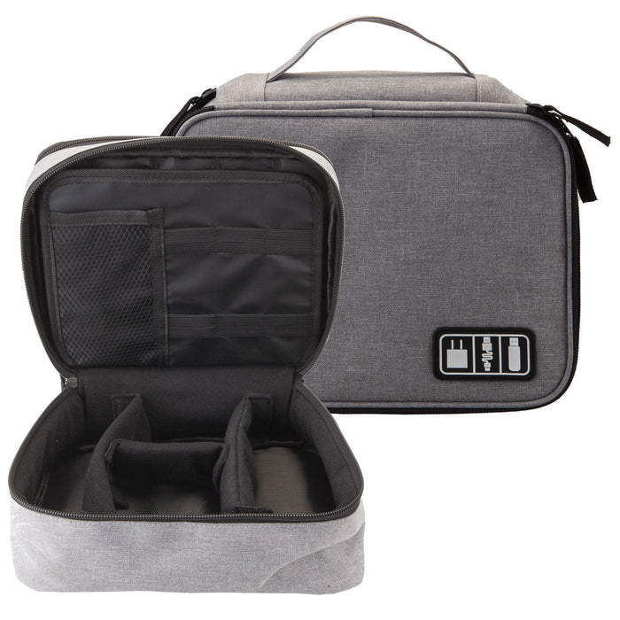 Travel Case Organiser Phones Tablets Passport Cables Leads Accessories Grey