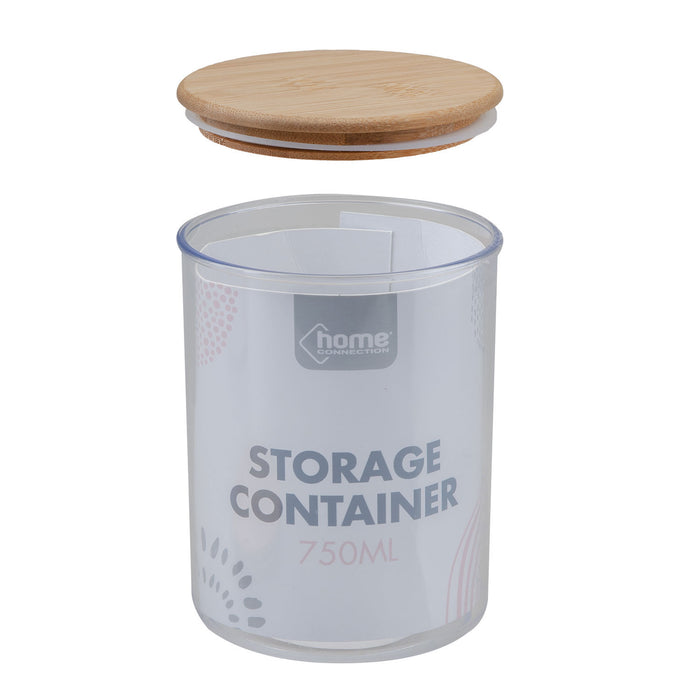 Storage Container Bamboo Lid Kitchen 10. 5 x 10. 5 x 14cm 750ml Clear