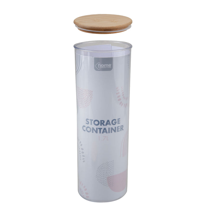 Storage Container Bamboo Lid Kitchen Organization 10. 2 x 10. 2 x 29cm 1. 7L Clear