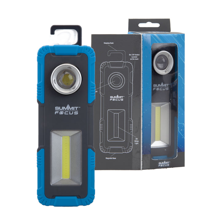 Duel Torch Light 1W Light 3W Stripe Beam USB Light, Magnets Base Black/Blue