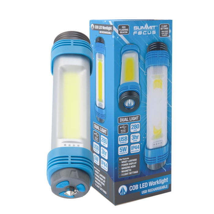 Duel Torch Light 5W Light Stripe Beam USB Attachable Wrist Strap Blue
