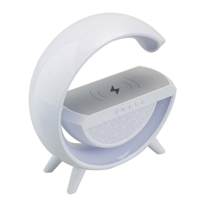 Wireless Phone Charger Speaker USB Power/Rechargerable Light 23 x 8 x 24 White