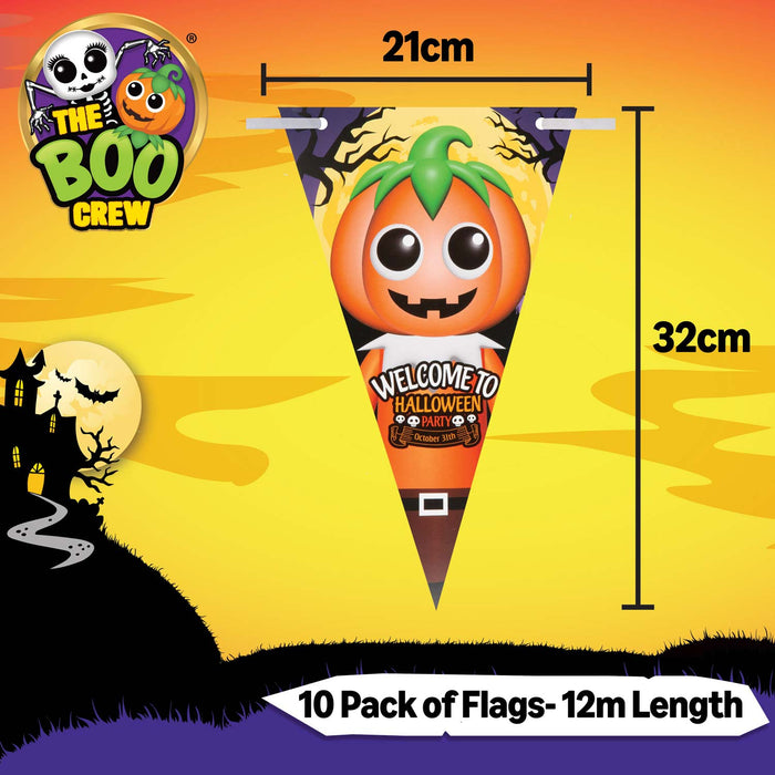 The Boo Crew Halloween Bunting Pumpkin Skeleton, Wall Decoration
