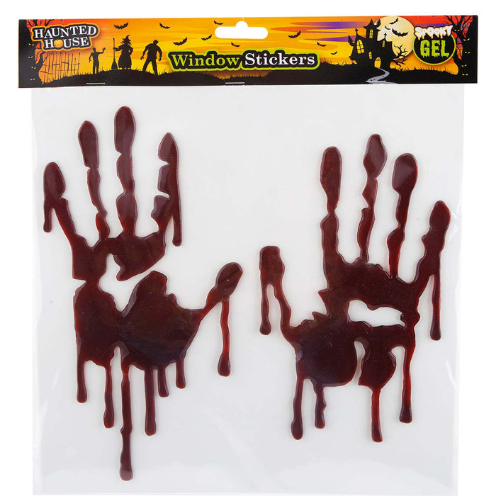Halloween Window Stickers Blood Handprints Decoration Trick or Treat Party Red