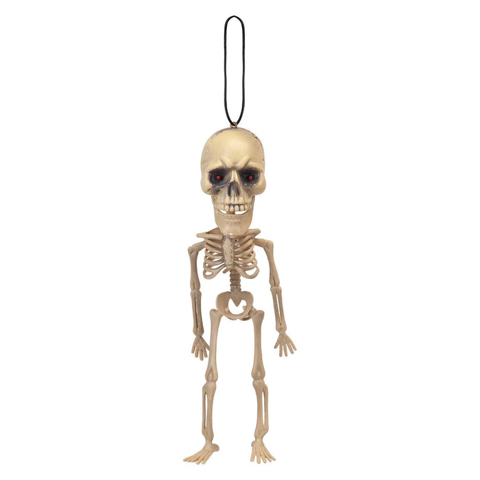 Halloween Skeleton Decoration Big Head, Red LED Eyes Trick or Treat Party White