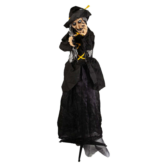 Halloween Animated Witch Large Decoration Music Lights Up 67 Inch Black