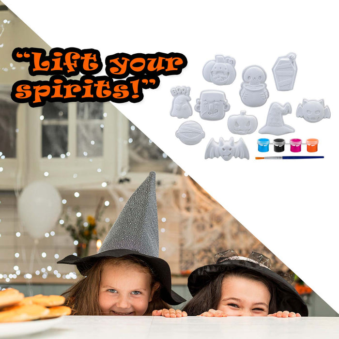 Halloween Decorations Craft Kit Pack of 10 Designs 6 x Paints, 1 x Brush  White