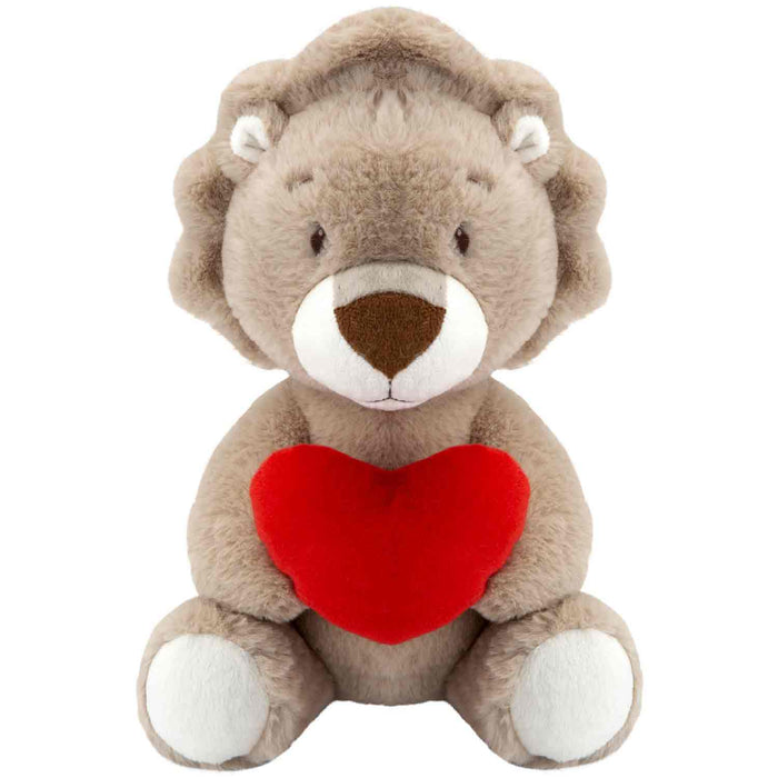 Lion Soft Toy Coffee 27cm Lion Plush With Red Love Heart Cuddly Toy