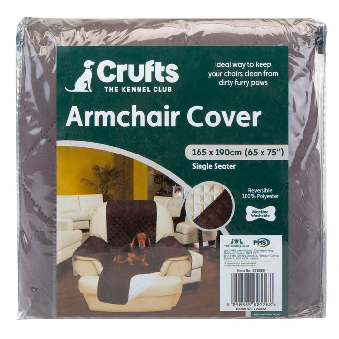 Crufts- Pets Armchair Cover, Brown and Beige, 165 x 190cm