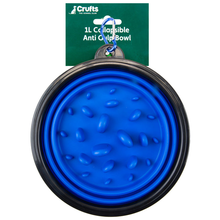 Crufts Collapsible Anti Gulp Travel Pet Food Bowl, 1 Litre