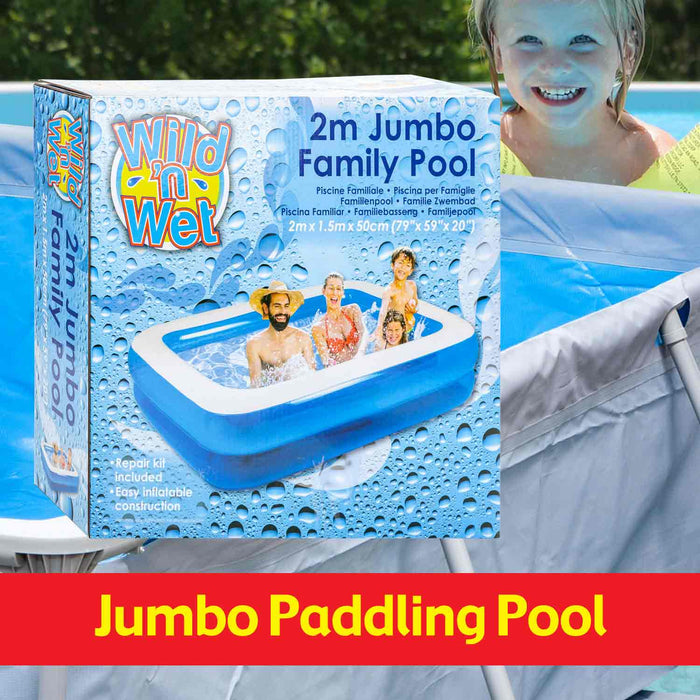 Family Paddling Pool 2m x 1. 4m - Wild n' Wet