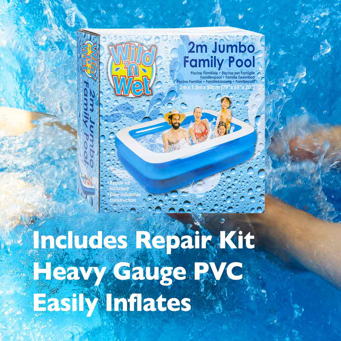 Family Paddling Pool 2m x 1. 4m - Wild n' Wet